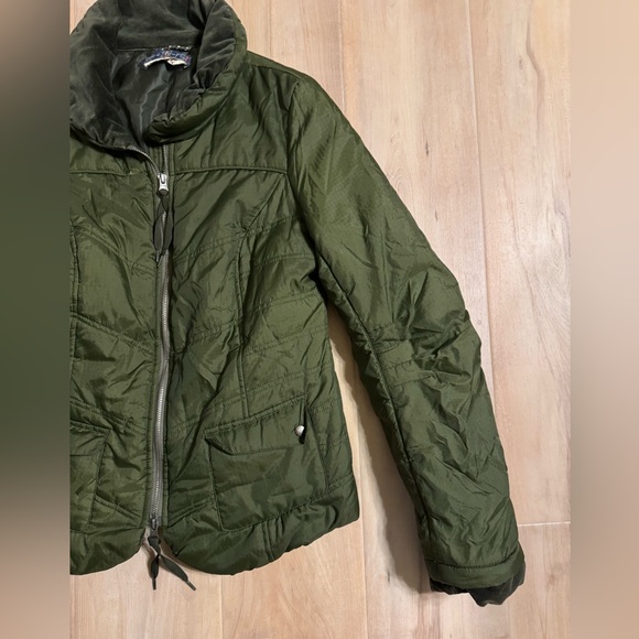 Vintage Free People Army Green Puffer Jacket with Velvet Trim Size 12 - Picture 4 of 9